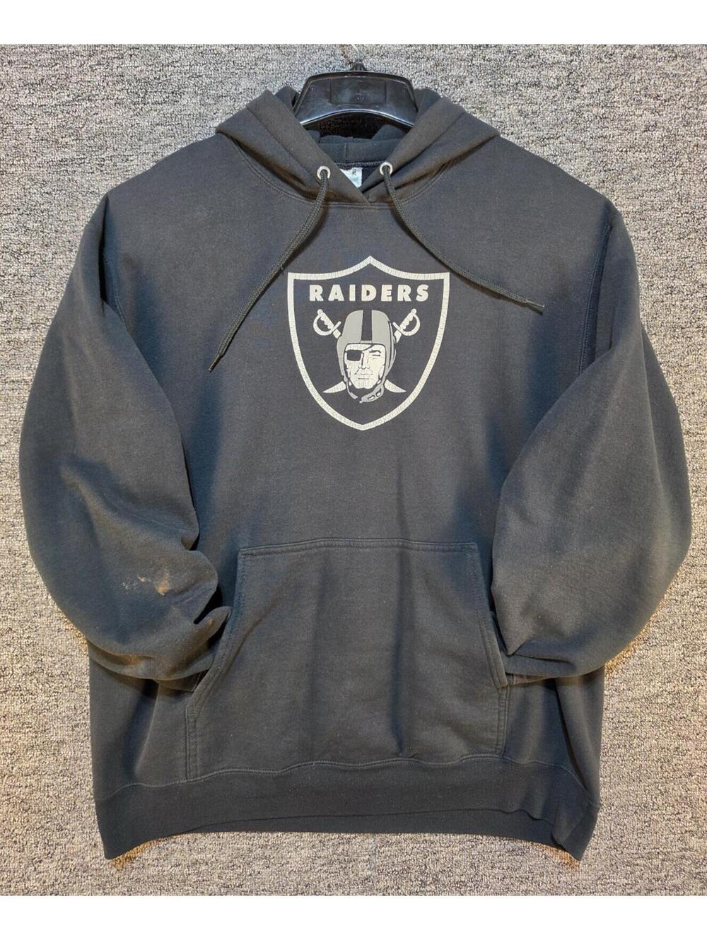 Oakland Raiders NFL Football Black Pullover Hoodie Sweatshirt Front Pocket